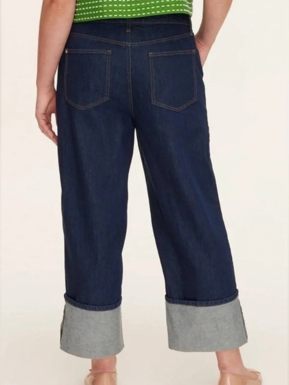Kate Spade New York High-Rise Straight Leg Wide Cuff Jeans